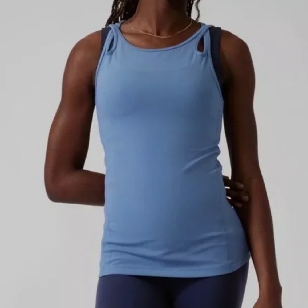 Athleta Blue Athletic Tank Top with Scoop Neck